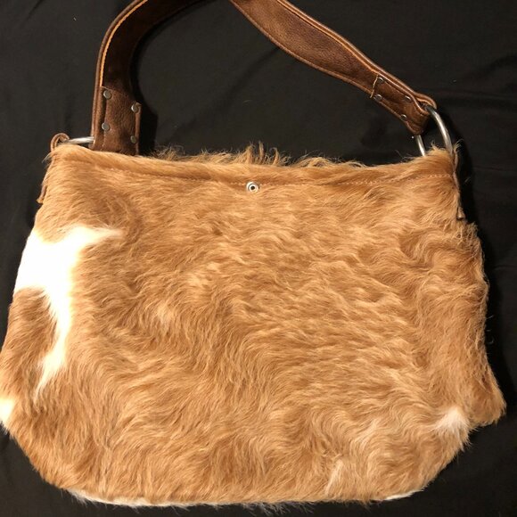 Brown Ivory Multi-Color Cowhide Fur Tote Bag